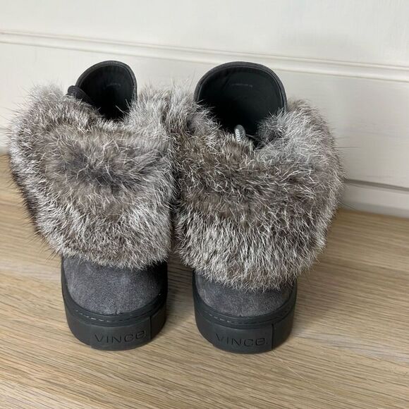 Vince Nyack Fur High Top Sneaker Gray Suede Rabbit Sneaker 6M New - Picture 5 of 10